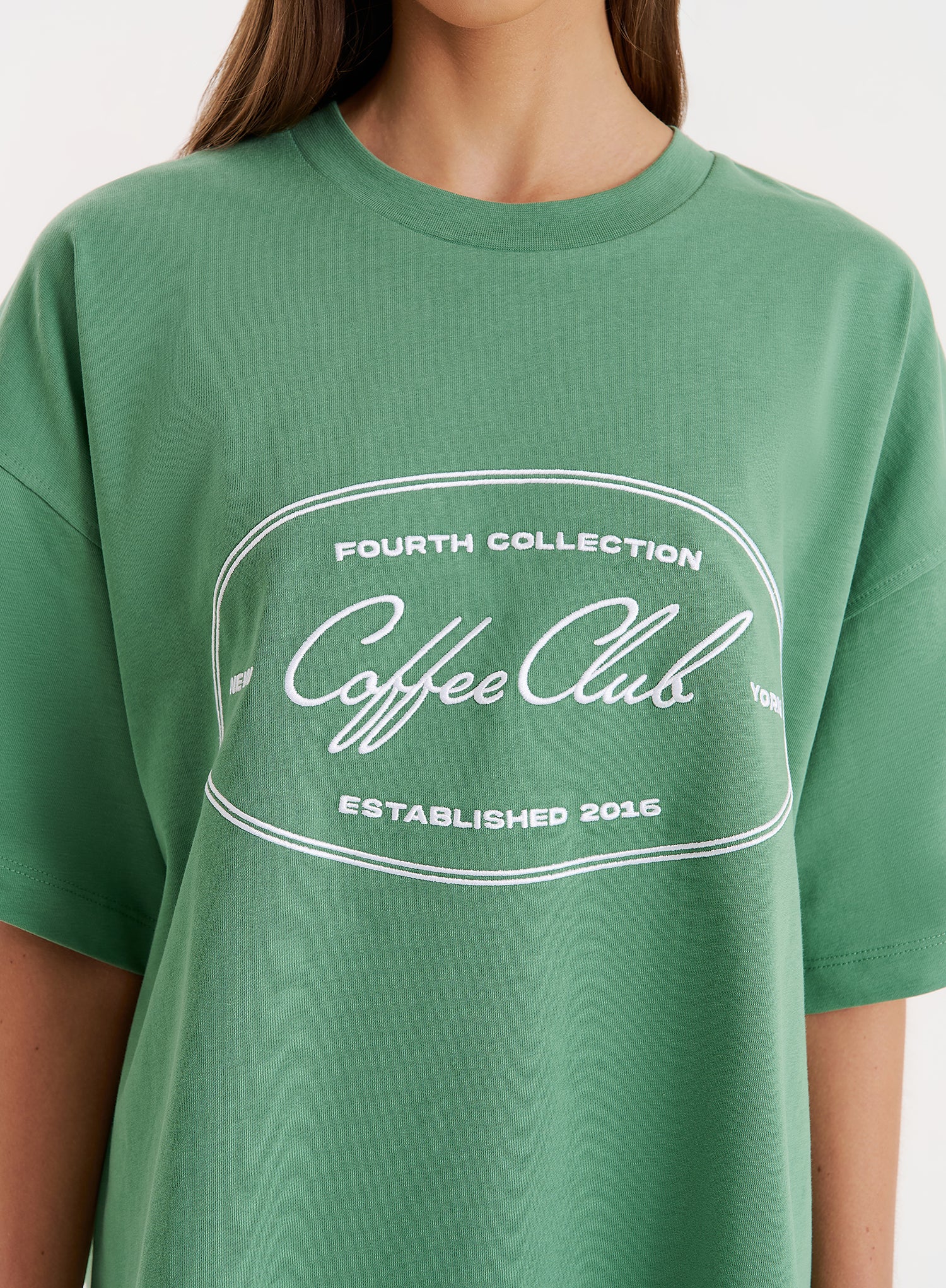 Green Coffee Club Slogan Oversized T-shirt
